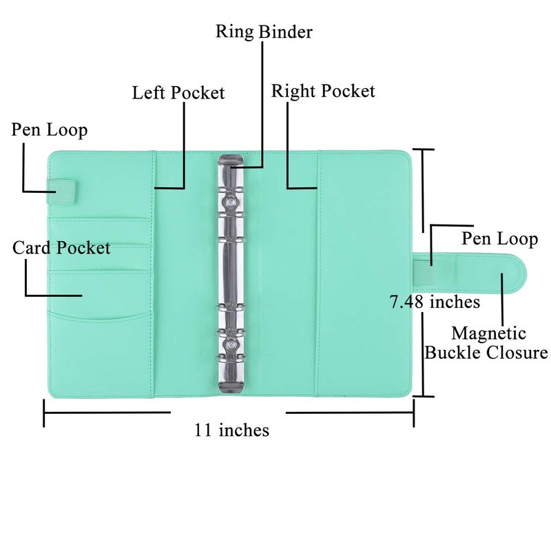 أنتنر Antner Budget Binder مع مظاريف بسحاب منظم أموال للمظاريف النقدية النقدية لوضع الميزانية ومخطط التوفير مع مغلفات نقدية وملصقات ملونة لتوفير المال باللون الأخضر الفاتح - Image 4
